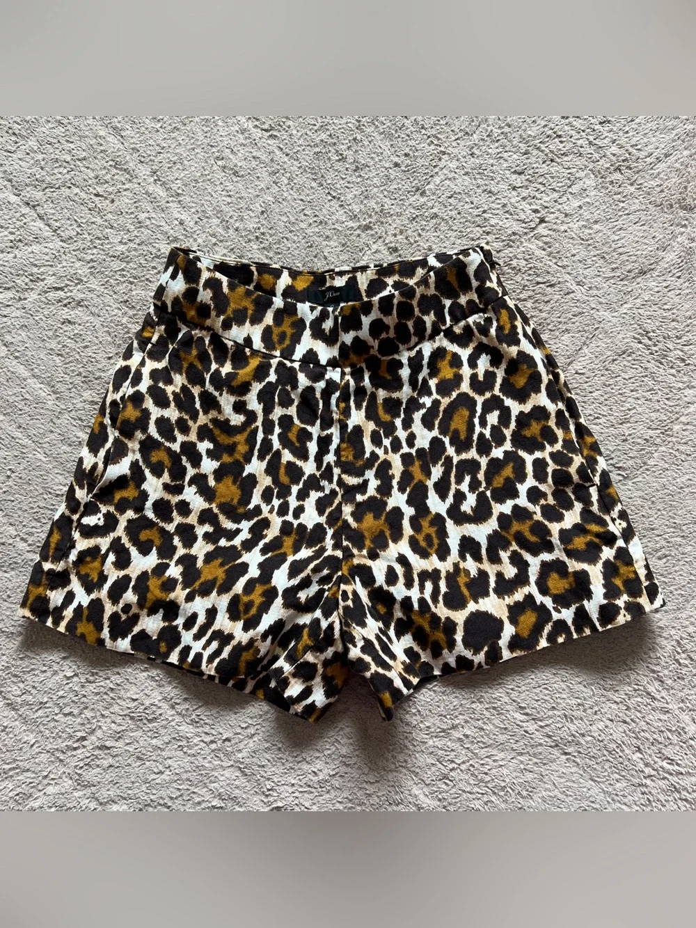 NWOT J. Crew Linen Blend Leopard‎ Print High Waist Trouser Shorts Preppy Sz 0